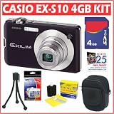 Casio Exilim EX-S10BK 10MP Digital Camera (Black) + 4GB Accessory Kit