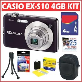 Casio Exilim EX-S10BK 10MP Digital Camera (Black) + 4GB Accessory Kit by Casio