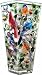 Amia Painted Stained Art Glass Flower Vase - Gorgeous Summer Songbirds