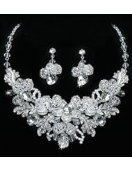 Bridal Jewelry Set, Crystal Lace and Rhinestone Necklace & Earrings 1369 by USABride