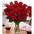 Two Dozen Red Roses (with FREE glass vase) - Flowers