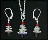 Sterling Silver AB Swarovski Crystal Christmas Tree Pendant and Dangle Earrings Set w/ chain 51pG1EeT38L. SL160 Sterling Silver AB Swarovski Crystal Christmas Tree Pendant and Dangle Earrings Set w/ chain