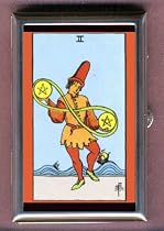 PENTACLES II TAROT CARD, COIN GUITAR PICK PILL BOX