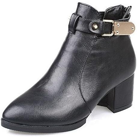 Boots Zip Ankle Leather Black Size 8