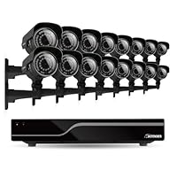 Defender 21051 Sentinel 16-Channel Smart Security DVR with 16 Ultra Hi-Resolution Outdoor Surveillance Cameras