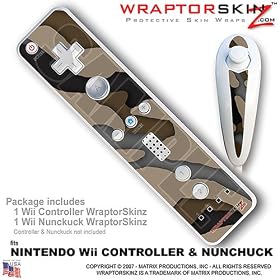 Nintendo Wii Remote Controller Skins - Camouflage Brown WraptorSkinz TM Kit by TuneTattooz TM