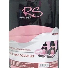 6 PC UNIVERSAL RACING PINK BLACK CAR SEAT COVER COVERS