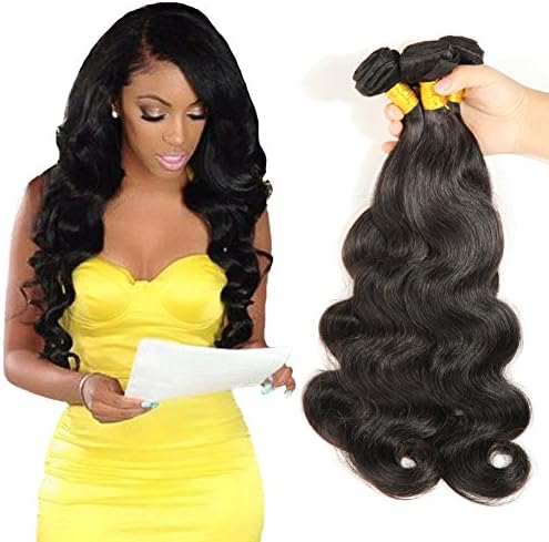 Pretty Girls' Best ornament Body Wave Human Hair Extensions Natural Black Color 3 Bundles Smooth and Bright Virgin Human Hair (16 18 20 inch),Prettyair