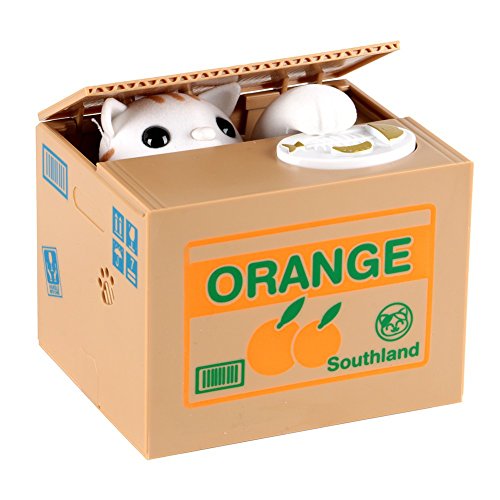 Bakelen White Cat Coin Bank Money Saving Box Piggy Bank Novelty