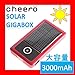 【 大容量3000mAh ソーラーチャージャー 】 cheero Solar Gigabox - iPhone 4S / iPhone 4 / iPhone 3G / iPod 、 スマートフォン 対応 モバイル 充電器 ( 予備 バッテリー ) ソーラーパネル ( 太陽電池 ) & LEDライト 付き ★1年保証★ 日本語取扱説明書付き
