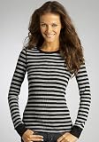 Three Dots Long Sleeve Stripe Thermal T-Shirt