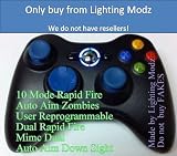 10 modes! Blue D-pad, Thumb Sticks! Black Xbox 360 Modded Rapid Fire Wireless Controller with Blue Led.