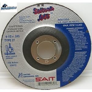 SAIT 22072 Type 27 Cutting Wheel, 4-1 2 x .045 x 7 8, Saitech, 50 Pack by SAIT