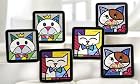 New Romero Britto Coasters Cat Set of 6 Drink Holder Beer Wine Drink Gift Save !