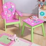 Product details for Butterfly Painted Adirondack Chair and Table Set for Girls