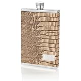 Taupe Brown Lizard Leather 3 oz. Flat Hard Case Flask