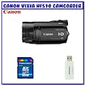 Canon VIXIA HFS10 HD Dual Flash Memory High Definition Camcorder w/ 32GB Internal Memory - [3568B001AA] + Transcend 16GB SDHC w/ Card Reader