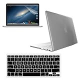Skque Clear Crystal Hard Transparent Case Cover + LCD Screen Protector Guard + Black Keyboard KB Soft Skin Case for Apple MacBook Pro 15 with Retina display