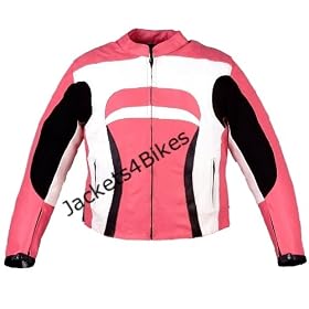 NEW WOMENS LEATHER JACKET MOTORCYCLE BIKE PINK