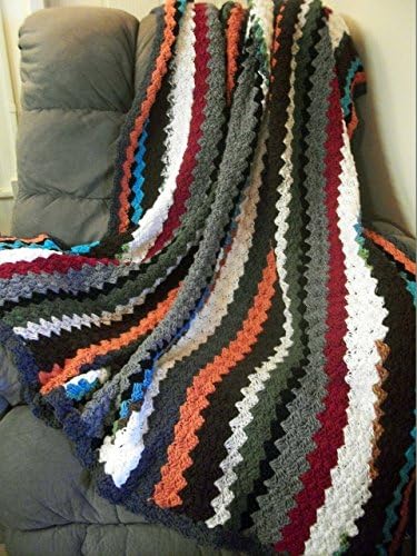 Blanket, Handmade Crochet Afghan Blanket, Throw Blanket or Bed Blanket in Southwestern Colors of Brown, Red, Charcoal, Orange, Turquoise, Grey, White by DRCrafts