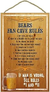 Chicago Bears Fan Cave Rules 16 x 10 Wood Sign