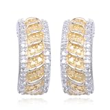 18k Gold Plated Sterling Silver Diamond-Accent J-Hoop Earrings