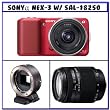 Sony Alpha NEX-3 Compact Interchangeable Lens Digital Camera w/16mm Lens (Red) + NEX Camera Mount Adapter + Sony DT 18-250mm f/3.5-6.3 High Magnification Zoom Lens (SAL18250)