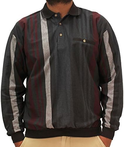 LD Sport Jacquard Long Sleeve Banded Bottom Shirt - 6094-852 Charcoal (Large, Charcoal)