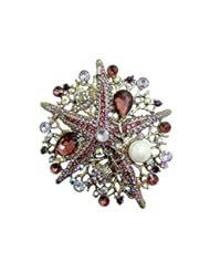 Jewelry: TTjewelry Vintage 3.0 Inch Starfish Brooch Pendant Purple Austria Crystal Rhinestone
