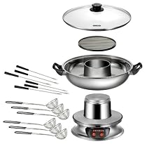 Unold - 48746 - Fondue chinoise électrique tout inox ave grill - 1 350 watts (Import Allemagne)