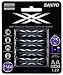 Sanyo XX Battery Powered by eneloop, 2500mAh High Capacity, 4 Pack AA Ni-MH Pre-Charged Rechargeable Batteries