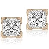 1/2ctw Diamond Princess Stud Earrings (GH/VS) in Yellow Gold