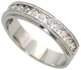 14k White Gold 3/16 (4.5mm) wide Band, w/ 0.55 Carat Brilliant Cut Diamonds