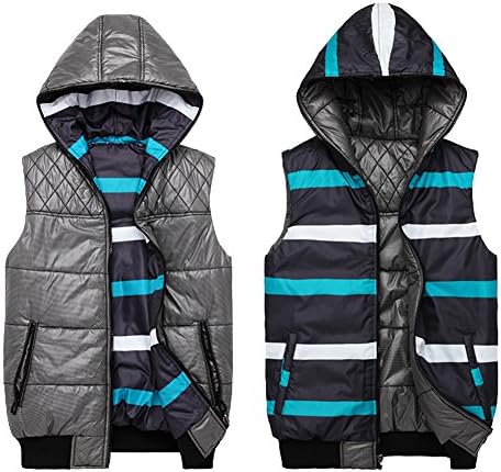 DongJieKou Men's Stripe Reversible Vest Down