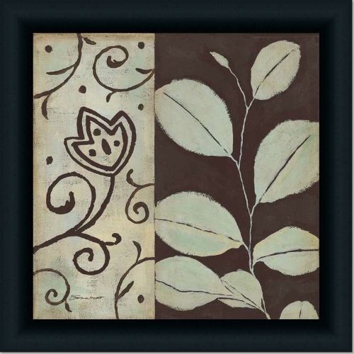 Brown Leaf I Blue Modern Collage Wall Art Print Framed