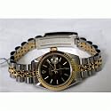 Vintage/Antique: Woman's Rolex Oyster Perpetual DateJust Automatic Watch Two Tone Quick-Set Black Dial