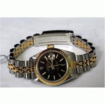 Vintage/Antique: Woman's Rolex Oyster Perpetual DateJust Automatic Watch Two Tone Quick-Set Black Dial