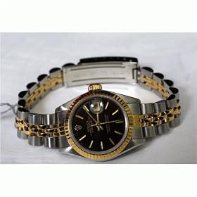 Vintage/Antique: Woman's Rolex Oyster Perpetual DateJust Automatic Watch Two Tone Quick-Set Black Dial