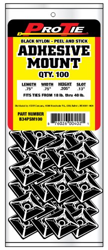 Pro Tie B34PSM100 3/4-Inch Adhesive Mount Cable Tie Mount, Black Nylon, 100-Pack On Sale