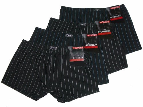4er Pack Boxershorts Microfaser schwarz mit Streifen von Hombre in 4 Größen