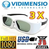 3 Stück Vidimensio DLP Link 3D Brillen type USB aufladbar zu ACER,eMachines,Benq,Dell,Mitsubishi,NEC,Optoma,Sanyo,Sharp,Viewsonic 3D Ready Projektoren, aktiv LCD Shutterbrille, DLP Link kompatibel, ideal zum 3D Heimkino, revolutionäre PI Cell Technologie, kontrastreichste und leichteste 3D Brille auf dem Markt, nur 45 gramm! Bügel faltbar. 51pHXIG3AvL. SL160 3 Stück Vidimensio DLP Link 3D Brillen type USB aufladbar zu ACER,eMachines,Benq,Dell,Mitsubishi,NEC,Optoma,Sanyo,Sharp,Viewsonic 3D Ready Projektoren, aktiv LCD Shutterbrille, DLP Link kompatibel, ideal zum 3D Heimkino, revolutionäre PI Cell Technologie, kontrastreichste und leichteste 3D Brille auf dem Markt, nur 45 gramm! Bügel faltbar.