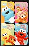 Books : Set of 4 Sesame Beginnings Books -Eyes, Nose, Fingers & Toes - At the Zoo - Nighty Night - Bubbles, Bubbles