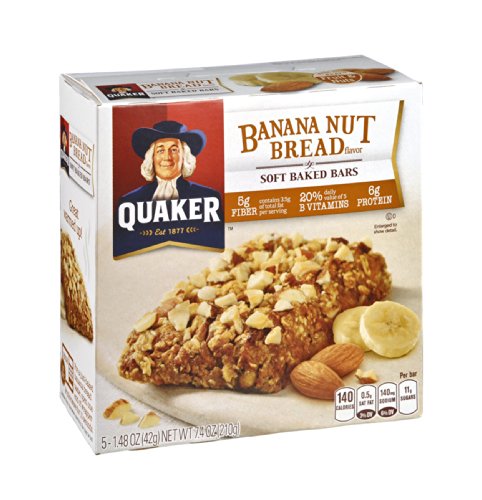 Quaker Banana Nut Bread Soft Baked Bars , 7.4 OZ (Pack of 12)