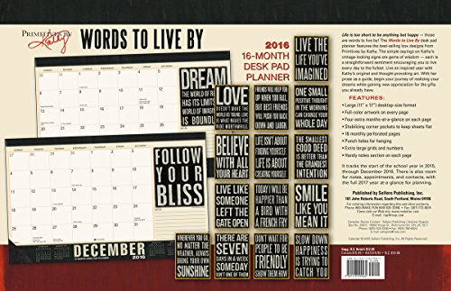 Words to Live By 2016 Desk Pad Planner Calendar