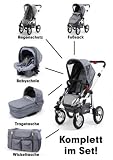 Komplettset A035 Kinderwagen + Babyschale + Zubehör, Darkgrey