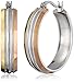 Amazon Collection Stainless Steel Tri Color Hoop Earrings