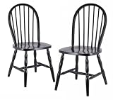 Review visiondecor Furniture  / Set of 2 Black Solid Wood Windsor Style Dining Chairs