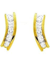 Pair of 14K Yellow Gold Diamond Earrings - 1.37 Ct. -- LIFETIME WARRANTY
