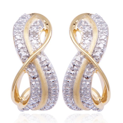 18k Yellow Gold Plated Sterling Silver Diamond-Accent Post Earrings