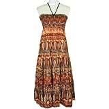 Multi Brown & Tan Scrolled Paisley Boho Indie Print Maxi Dress